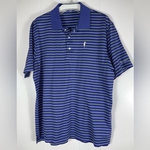 Carnoustie Mens Polo Shirt Blue/Green Stripe Short Sleeve